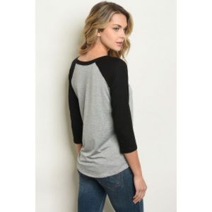 Tops - “Feed me Tacos” gray baseball tee Tops - “Feed me Tacos” gray baseball tee